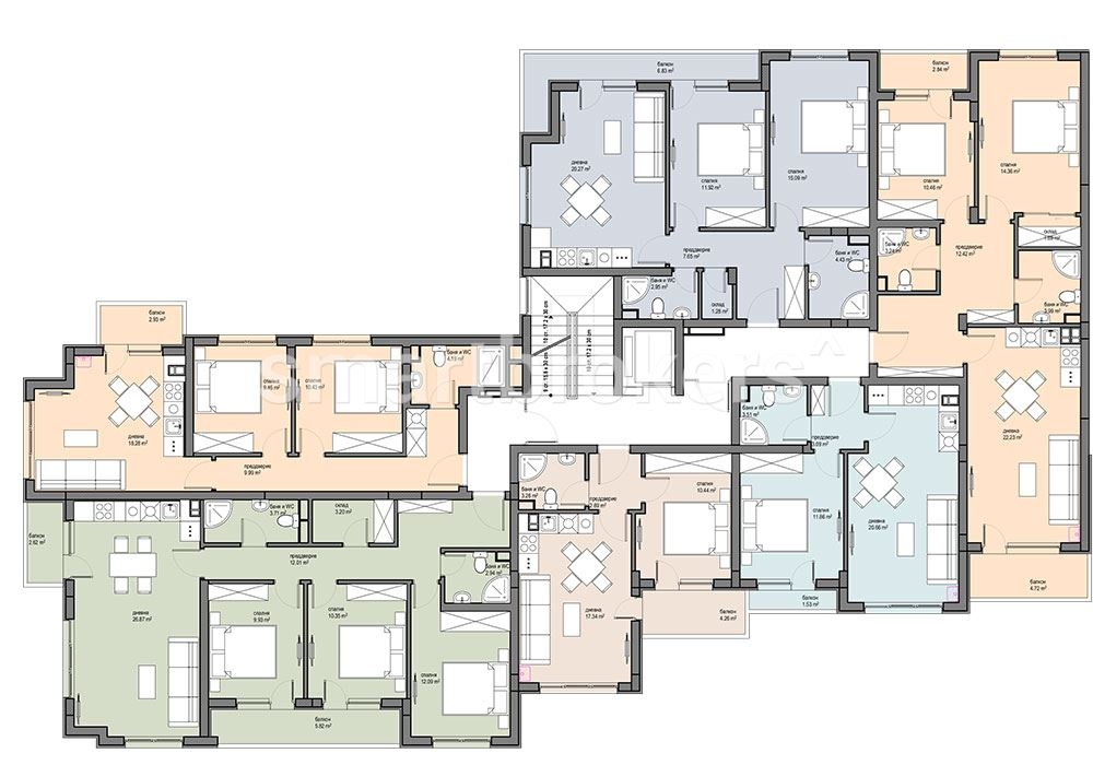 Двустаен апартамент разположен на 6ти етаж за продажба в новострояща се жилищна сграда с отлична локация в кв. Красна Поляна